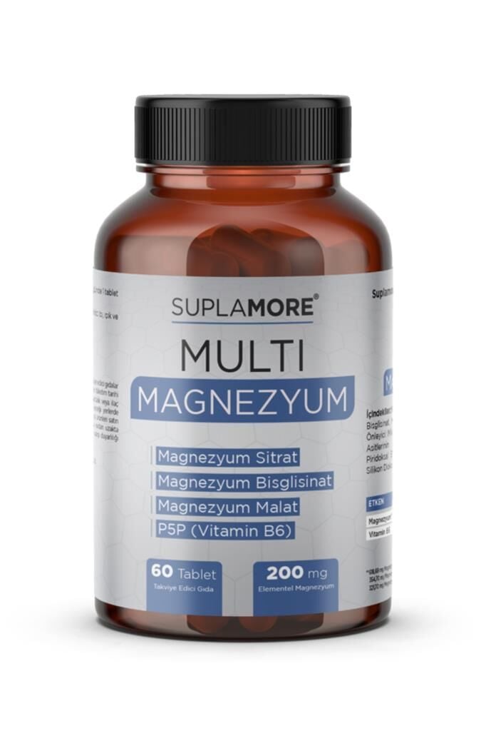 Suplamore Multi Magnezyum Bisglisinat+Sitrat+Malat + P5P 60 Tablet