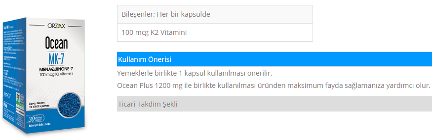 OCEAN MK-7 30 KAPSÜL