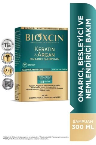 Bioxcin Keratin & Argan Onarıcı Şampuan 300 Ml - Yıpranmış Ve Hasar Görmüş Saçlar