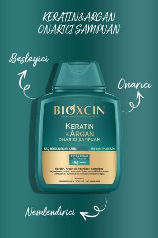 Bioxcin Keratin & Argan Onarıcı Şampuan 300 Ml - Yıpranmış Ve Hasar Görmüş Saçlar