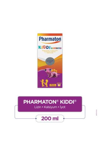 Pharmaton Kiddi Growth Kalsiyum Vitamin D İyot İçeren Takviye Edici Gıda Meyve Aromalı Şurup 200 ml
