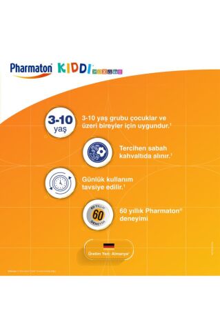 Pharmaton Kiddi Growth Kalsiyum Vitamin D İyot İçeren Takviye Edici Gıda Meyve Aromalı Şurup 200 ml