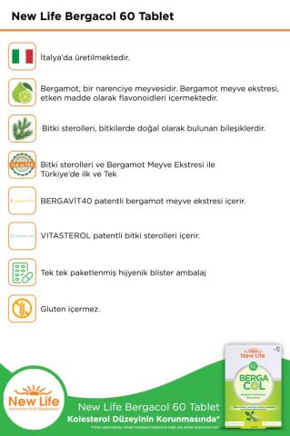 New Life Bergacol 60 Tablet - Bergamot Meyve Ekstresi ve Bitki Sterolleri