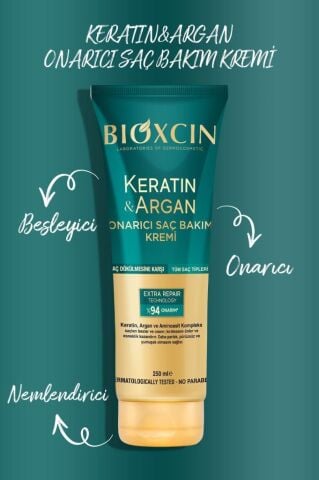 Bioxcin Keratin Argan Onarıcı Saç Bakım Kremi 250 Ml Yıpranmış Ve Hasar Görmüş Saçlar