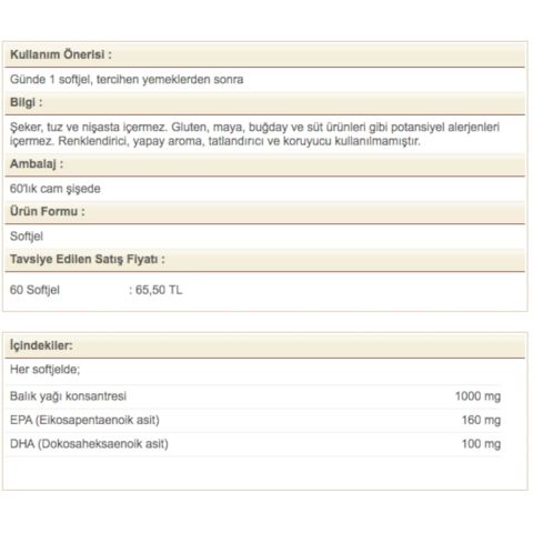 Solgar Fish Oil Concentrate 1000Mg (Balık Yağı) 60Softjel