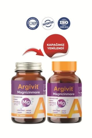 Argivit Magnizinmore Magnezyum, Çinko Ve Vitamin D Içeren Takviye Edici Gıda 60 Tablet