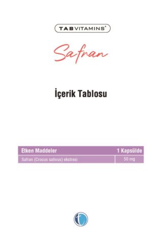 Tabvitamins Safran 50 mg 30 Kapsül