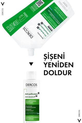 Vichy Dercos Anti-dandruff Kepek Karşıtı Şampuan, Normal & Yağlı Saçlar, Yeniden Dolum Paketi 500 Ml