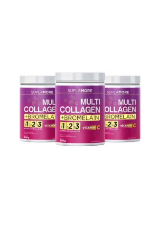 Suplamore Multi Collagen+ Bromelain 300 gr Powder 3'lü Paket