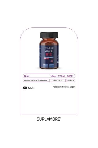 Suplamore Vitamin B12 1000 Mcg 60 Dil Altı Tablet 2'li Paket