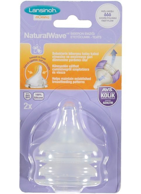 Lansinoh Natural Wave Biberon Emziği_Hizli Akişli
