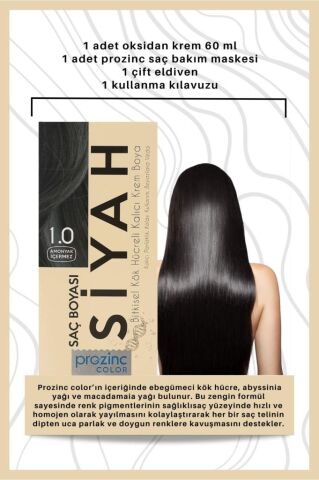 Prozinc Color 1.0 Siyah - Amonyaksız Bitkisel Kalıcı Saç Boyası