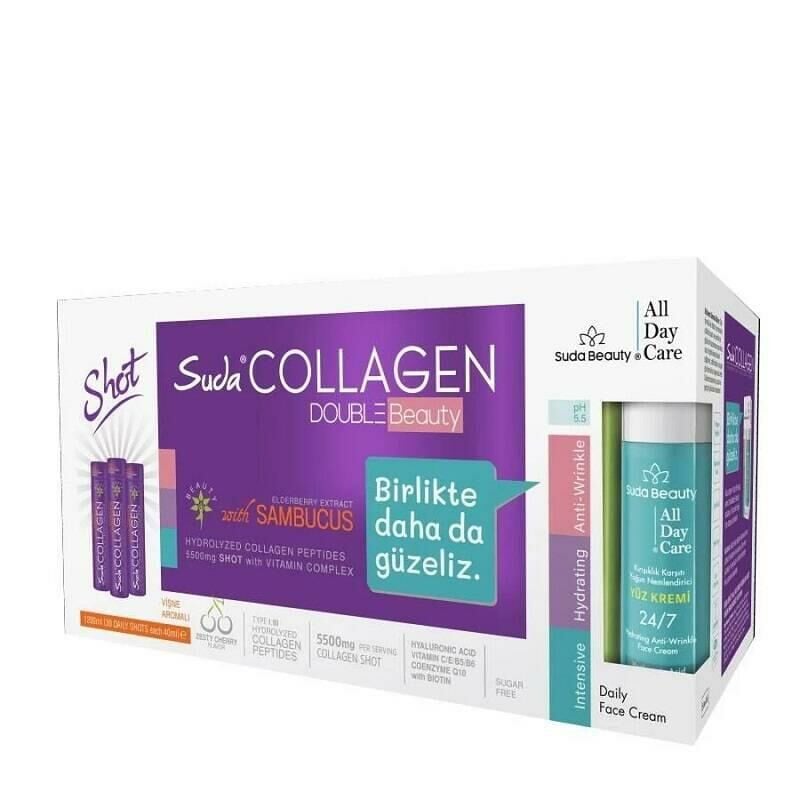 Suda Collagen Double Beauty 40mlx30 Shot SAMBUCUS-VİŞNE Aromalı Kolajen+Suda Beauty-all Day Care Yüz Kremi