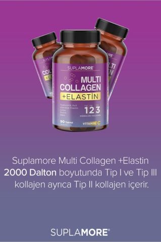 Suplamore Multi Collagen & Elastin Tip1 Tip2 Tip3 Hidrolize Kolajen 90 Tablet