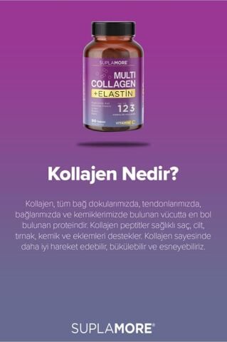 Suplamore Multi Collagen & Elastin Tip1 Tip2 Tip3 Hidrolize Kolajen 90 Tablet