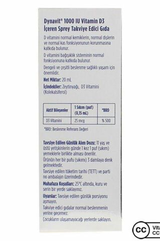 Dynavit Vitamin D3 1000 Iu 20 ml Sprey