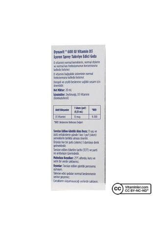 Dynavit Vitamin D3 600 Iu 20 ml Sprey