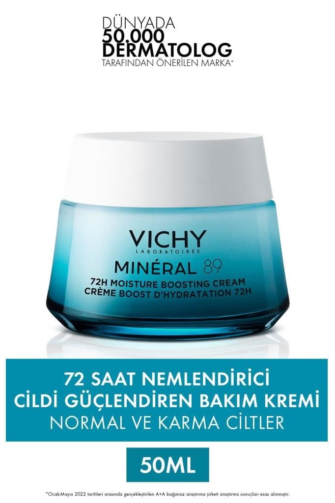 Vichy Mineral 89 Cildi Güçlendiren 72 Saat Nemlendirici Bakım Kremi, Normal Ve Karma Ciltler 50ml