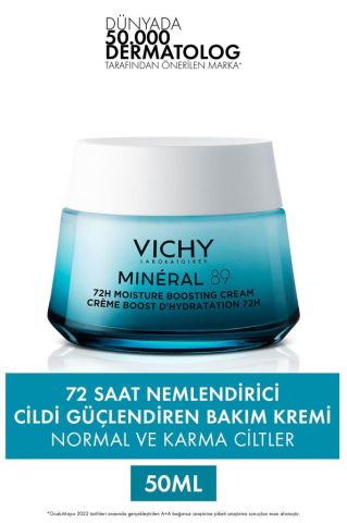 Vichy Mineral 89 Cildi Güçlendiren 72 Saat Nemlendirici Bakım Kremi, Normal Ve Karma Ciltler 50ml