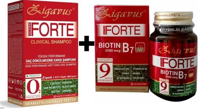 Zigavus Forte Şampuan 300 ml + Zigavus Forte Biotin 30 Tablet