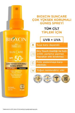 Bioxcin Sun Care Çok Yüksek Korumalı Tüm Ciltler Güneş Spreyi Spf 50+ 200 Ml