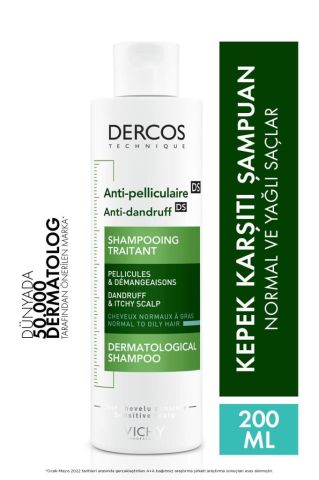 Vichy Dercos Anti-Dandruff Kepek Karşıtı Şampuan Normal & Yağlı Saçlar 200 ml 3337871330286