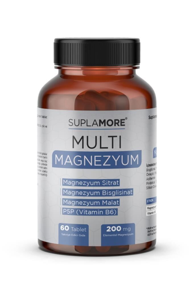 Suplamore Multi Magnezyum Bisglisinat+Sitrat+Malat + P5P 60 Tablet