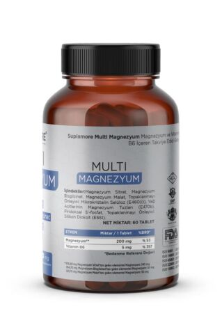 Suplamore Multi Magnezyum Bisglisinat+Sitrat+Malat + P5P 60 Tablet