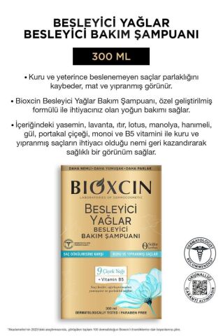 Bioxcin Besleyici Yağlar Bakım Şampuanı 300 ML - Sülfatsız, Kuru ve Yıpranmış Saçlar Saç Dökülme Karşıtı