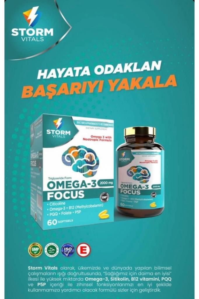 Storm Vitals Sitikolin-omega- B12 Complex-güçlü Zihin Formülü- 60 Softjel