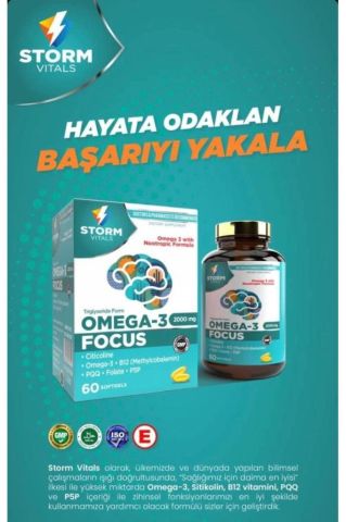 Storm Vitals Sitikolin-omega- B12 Complex-güçlü Zihin Formülü- 60 Softjel