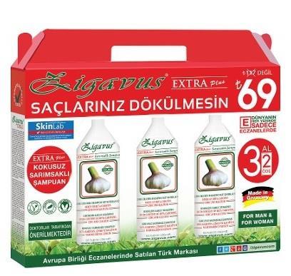 Zigavus Extra Plus 250 ML Sarımsaklı Şampuan 3 ADET -