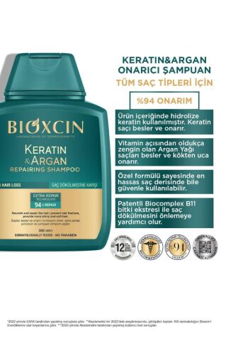Bioxcin Keratin & Argan Onarıcı Bakım Şampuan 300 ml 3 Al 2 Öde - Yıpranmış Ve Hassas Saçlar