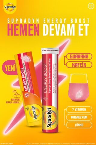 Supradyn Energy Boost Efervesan Tablet l Kafein, Guarana, Multivitamin ve Mineral
