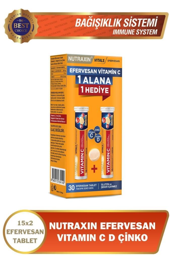 Nutraxin Efervesan C 2'li Paket C 1000 Mg D 400 Iu Zinc 10 Mg