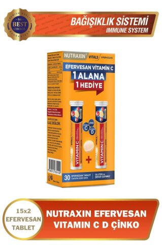 Nutraxin Efervesan C 2'li Paket C 1000 Mg D 400 Iu Zinc 10 Mg