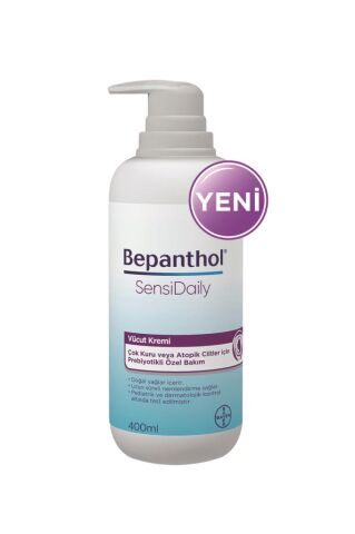 Bepanthol Sensidaily Pompalı Vücut Kremi 400 ml l Çok Kuru veya Atopik Ciltler İçin Prebiyotikli Özel Formül