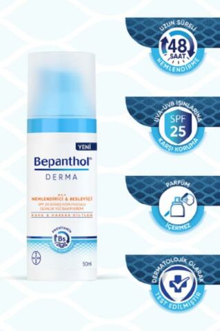 Bepanthol Derma Nemlendirici &Besleyici Spf 25 Günlük Yüz Kremi 50Ml L Provitamin B5 Bakım Kompleksi
