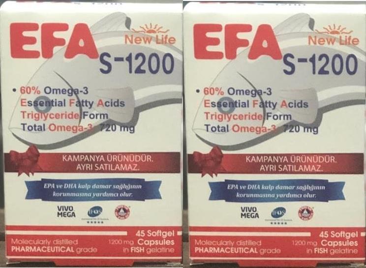 NewLife Efa S-1200 Omega 3 45 Kapsül  2 Lİ KAMPANYA PAKETİ 29.04.2020
