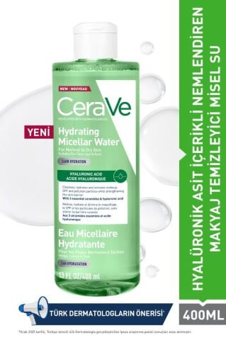 Cerave Hyalüronik Asit İçerikli Nemlendiren Micellar Makyaj Temizleme Suyu 400 ml