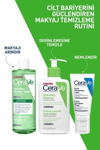 Cerave Hyalüronik Asit İçerikli Nemlendiren Micellar Makyaj Temizleme Suyu 400 ml