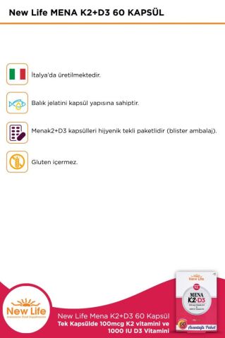 New life Mena K2 D3 60 Kapsül