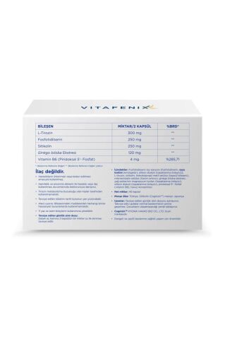 Vitafenix Cognifenix Fosfotidilserin ve Sitikolin İçeren Takviye Edici Gıda 40 Kapsül