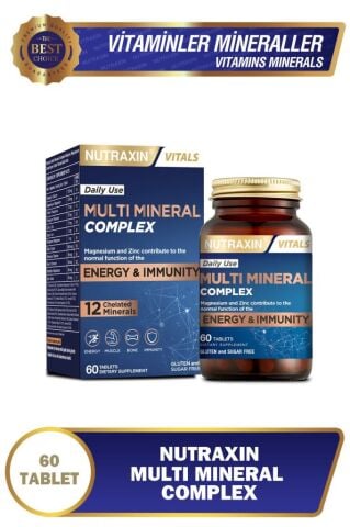 Nutraxin Multi Mineral Complex 60 Tablet Magnezyum, Kalsiyum, Çinko, Demir, İyot, Krom