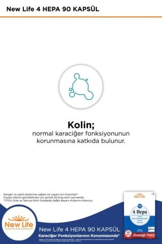 New Life 4 Hepa 90 Yumuşak Kapsül - Silibin Fosfolipid - Kolin - Enginar Yaprağı ve Karahindiba Kök Ekstresi