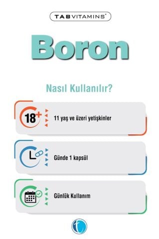 Tabvitamins Boron 120 Bitkisel Kapsül Bor (3 mg) Vitamin B2