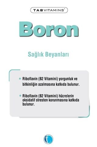 Tabvitamins Boron 120 Bitkisel Kapsül Bor (3 mg) Vitamin B2