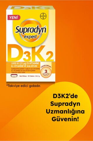 Supradyn Expert Tablet D3 Vitamini, K2 Vitamini ve Kalsiyum İçeren Takviye Edici Gıda