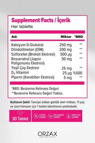 Ocean Dim Ultra — Diindolilmetan, Sülforafan & Kalsiyum D-Glukarat 30 Tablet