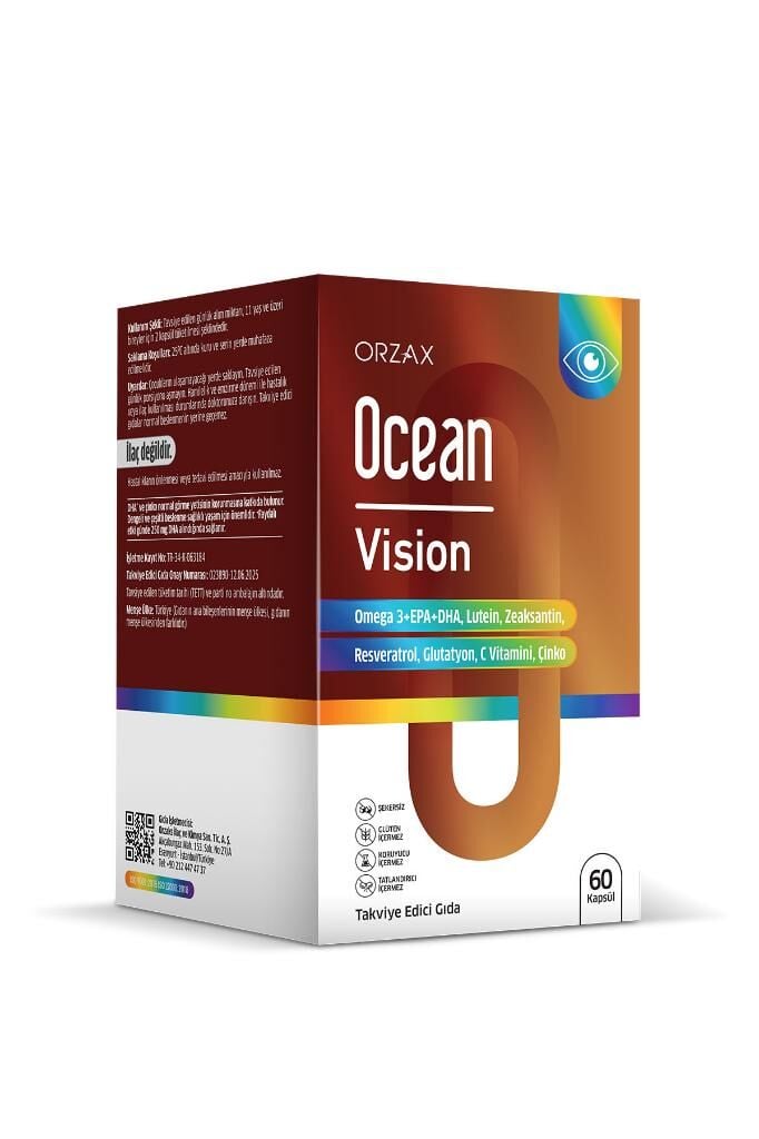 Ocean Vision Omega 3 + EPA & DHA, Lutein, Zeaksantin, Resveratrol, Glutatyon, C Vitamini, Çinko 60 Kapsül